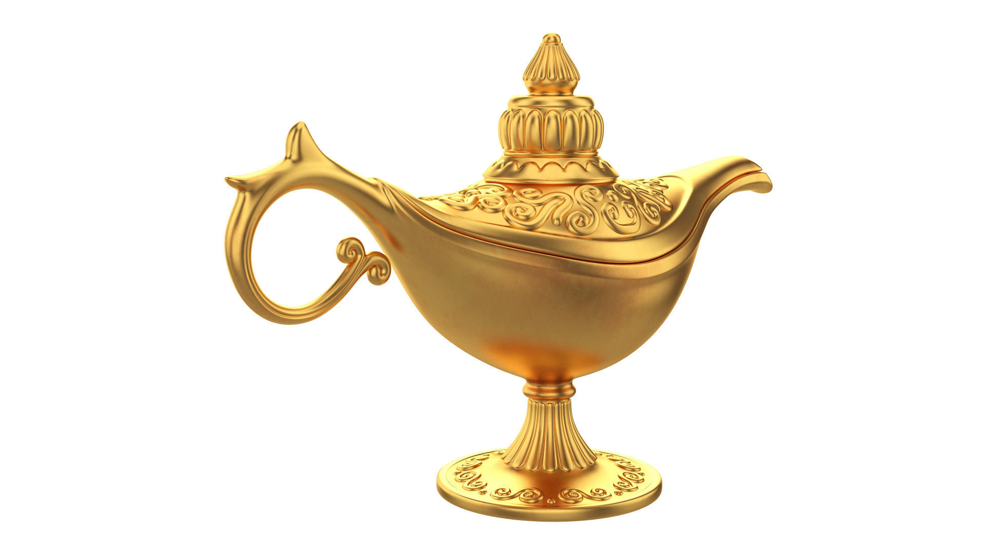 Gold magic lamp 3D model_4
