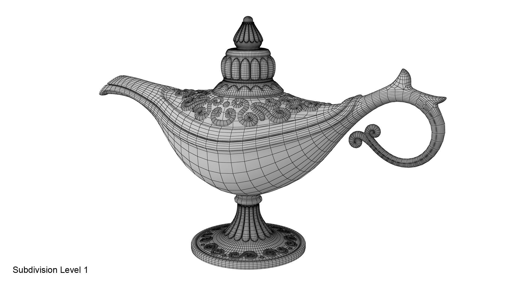 Gold magic lamp 3D model_26