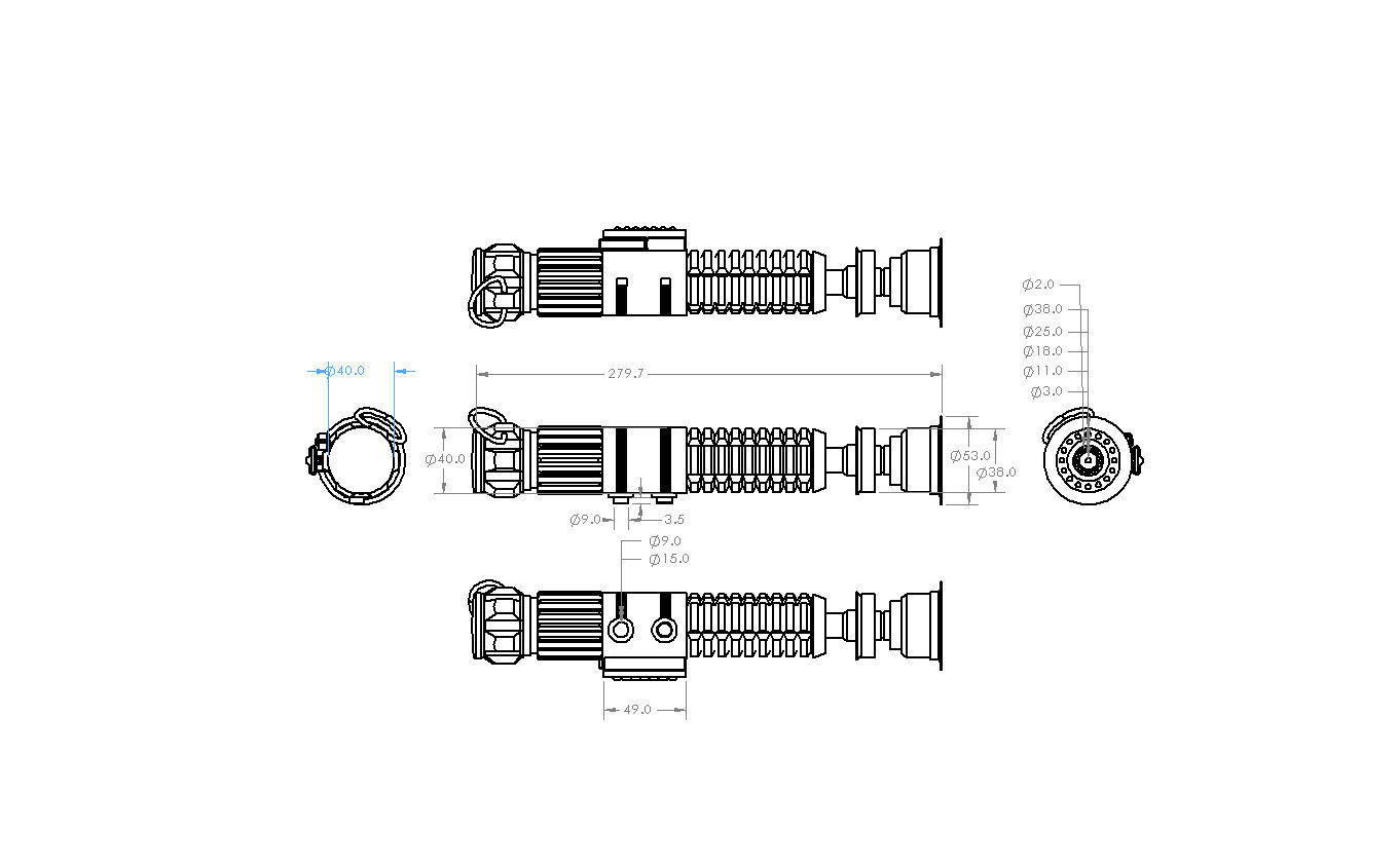 Obi Wan Kenobi Jedi Master Lightsaber 3D print model_6