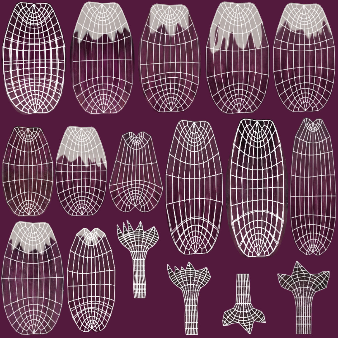 Eggplant Collection vol01 Low-poly 3D model_6