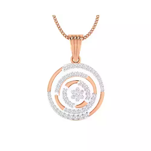 pendant-1033 circular pendant in rose gold with diamonds 3D print model
