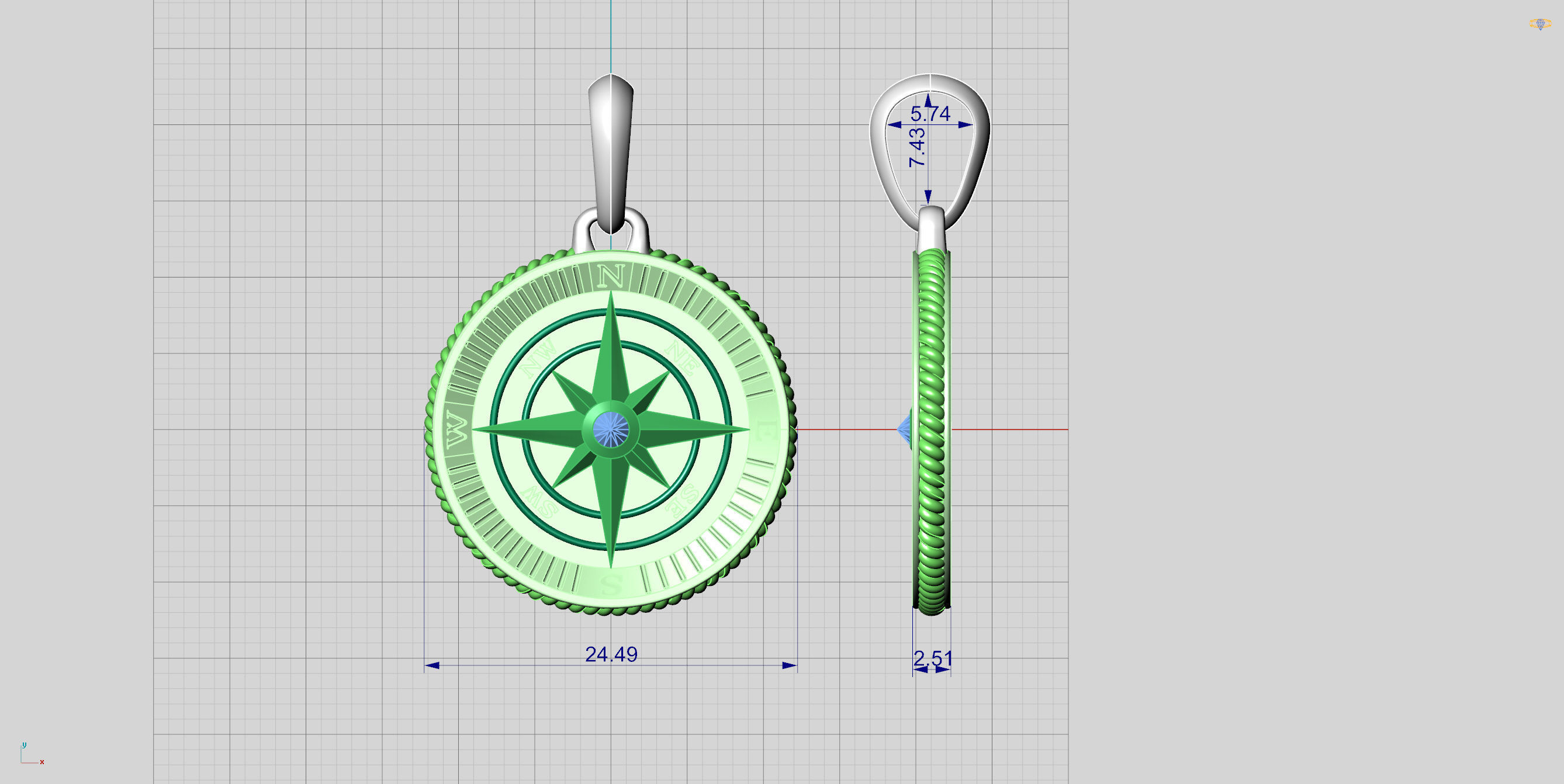 Maritime Nautical Star Compass Pendant 2 Sizes 3D print model_10