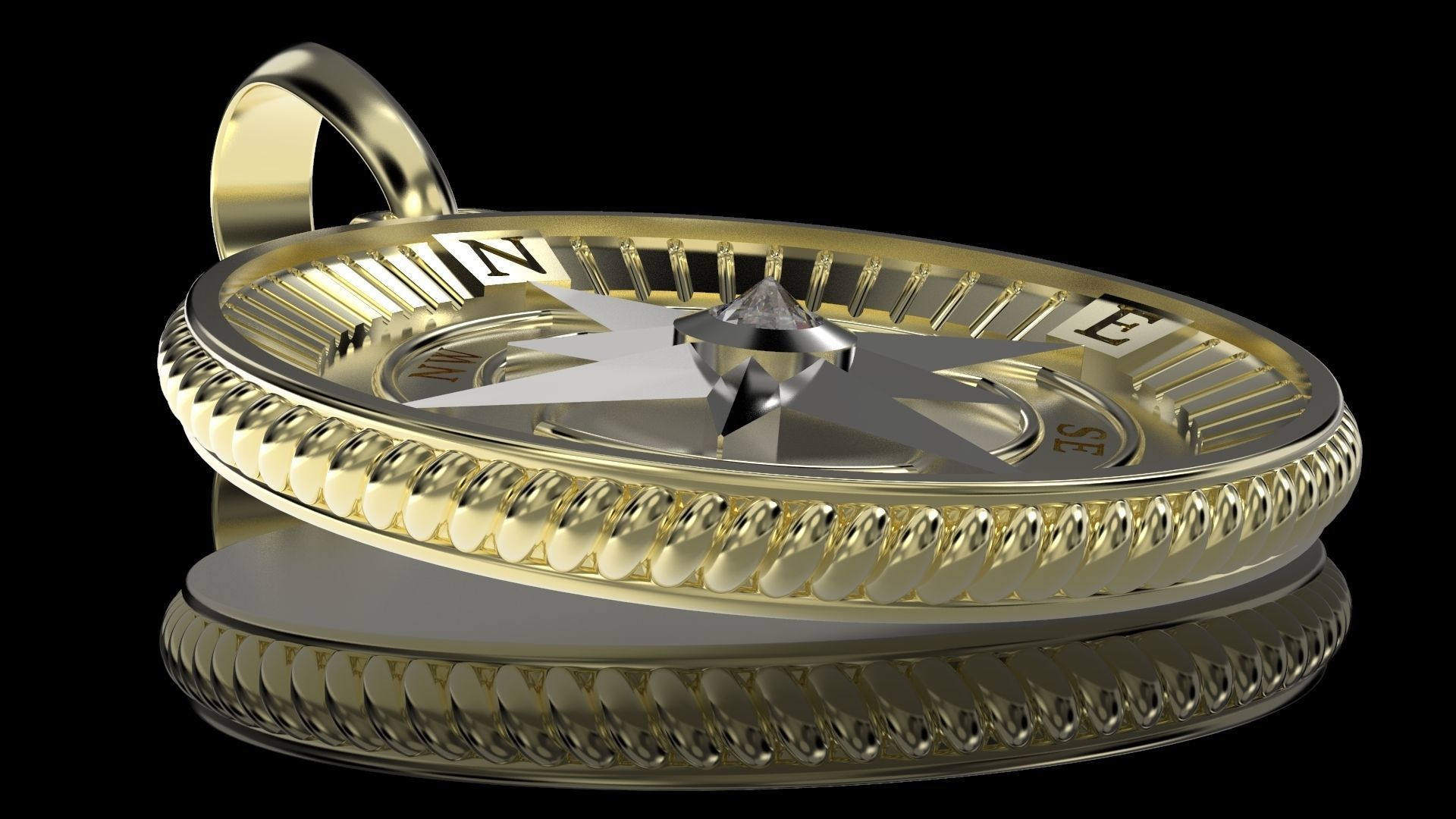 Maritime Nautical Star Compass Pendant 2 Sizes 3D print model_4