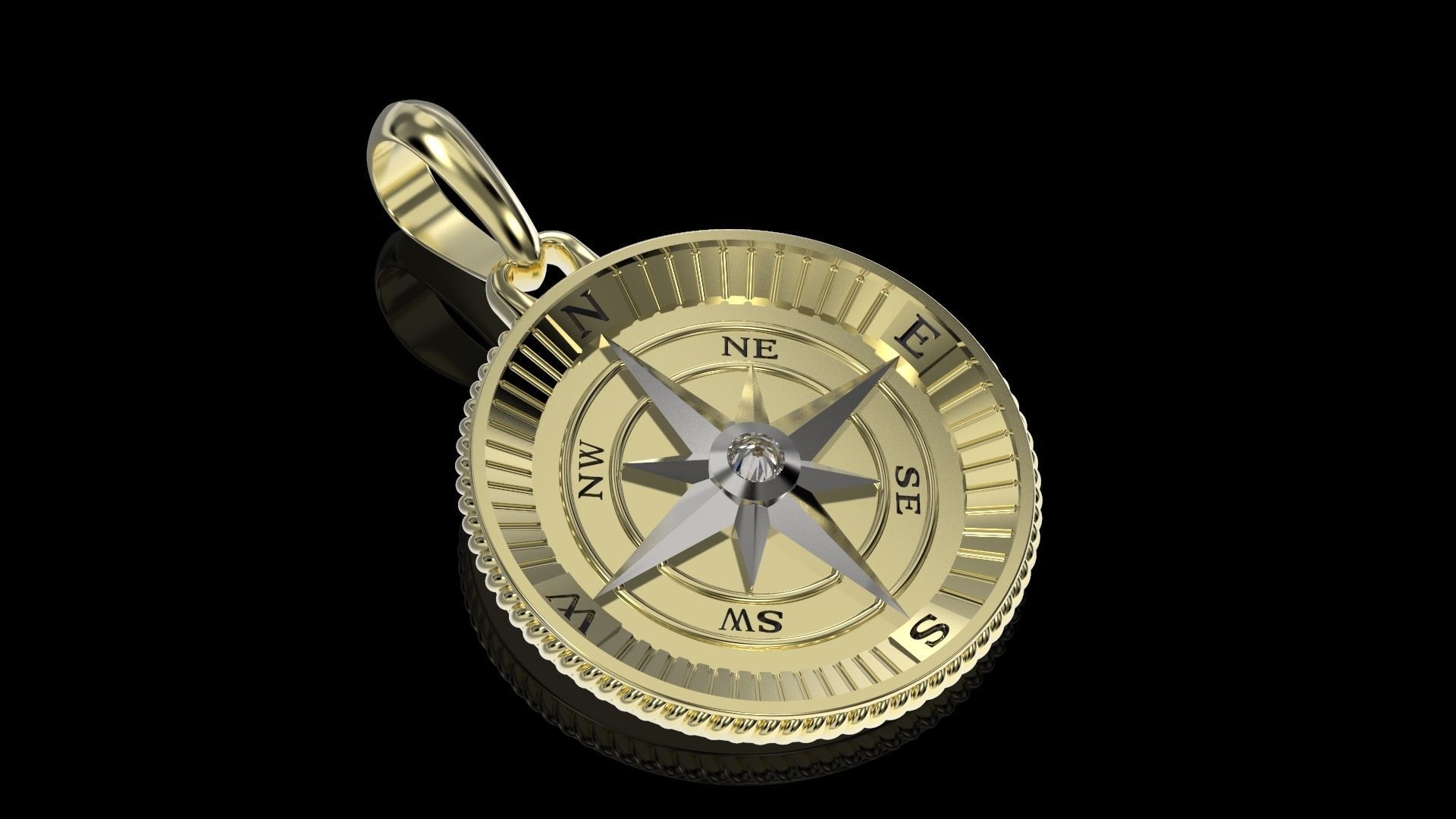 Maritime Nautical Star Compass Pendant 2 Sizes 3D print model_5