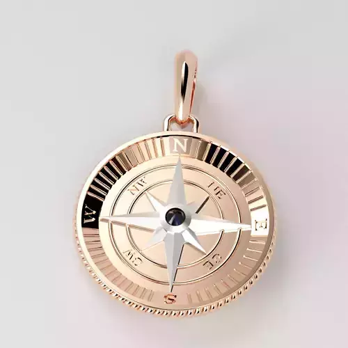 Maritime Nautical Star Compass Pendant 2 Sizes 3D print model