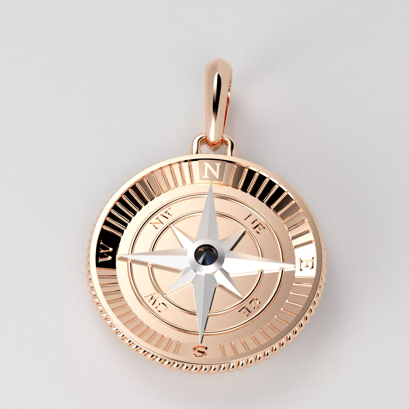 Maritime Nautical Star Compass Pendant 2 Sizes 3D print model_0