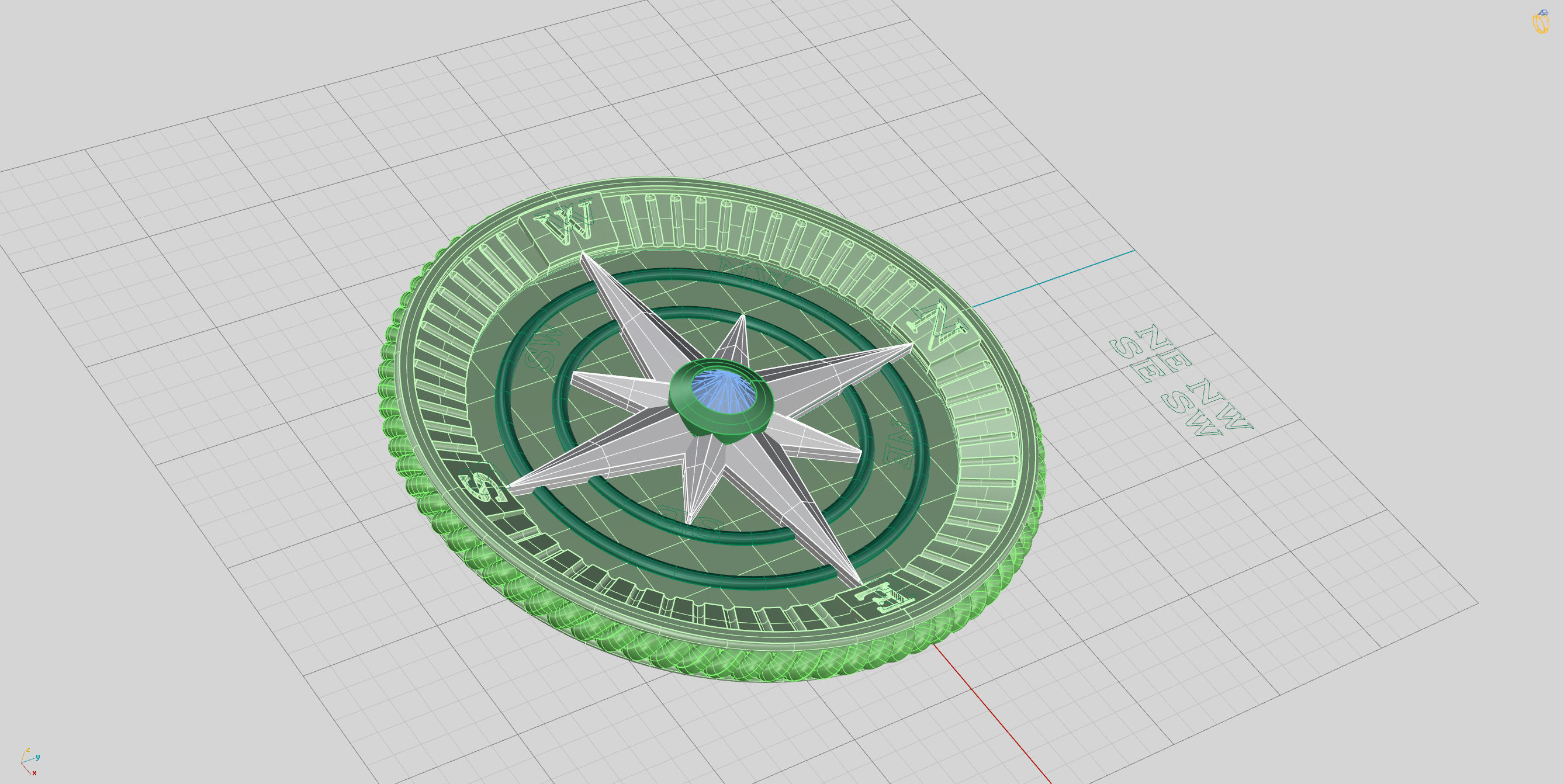Maritime Nautical Star Compass Pendant 2 Sizes 3D print model_9