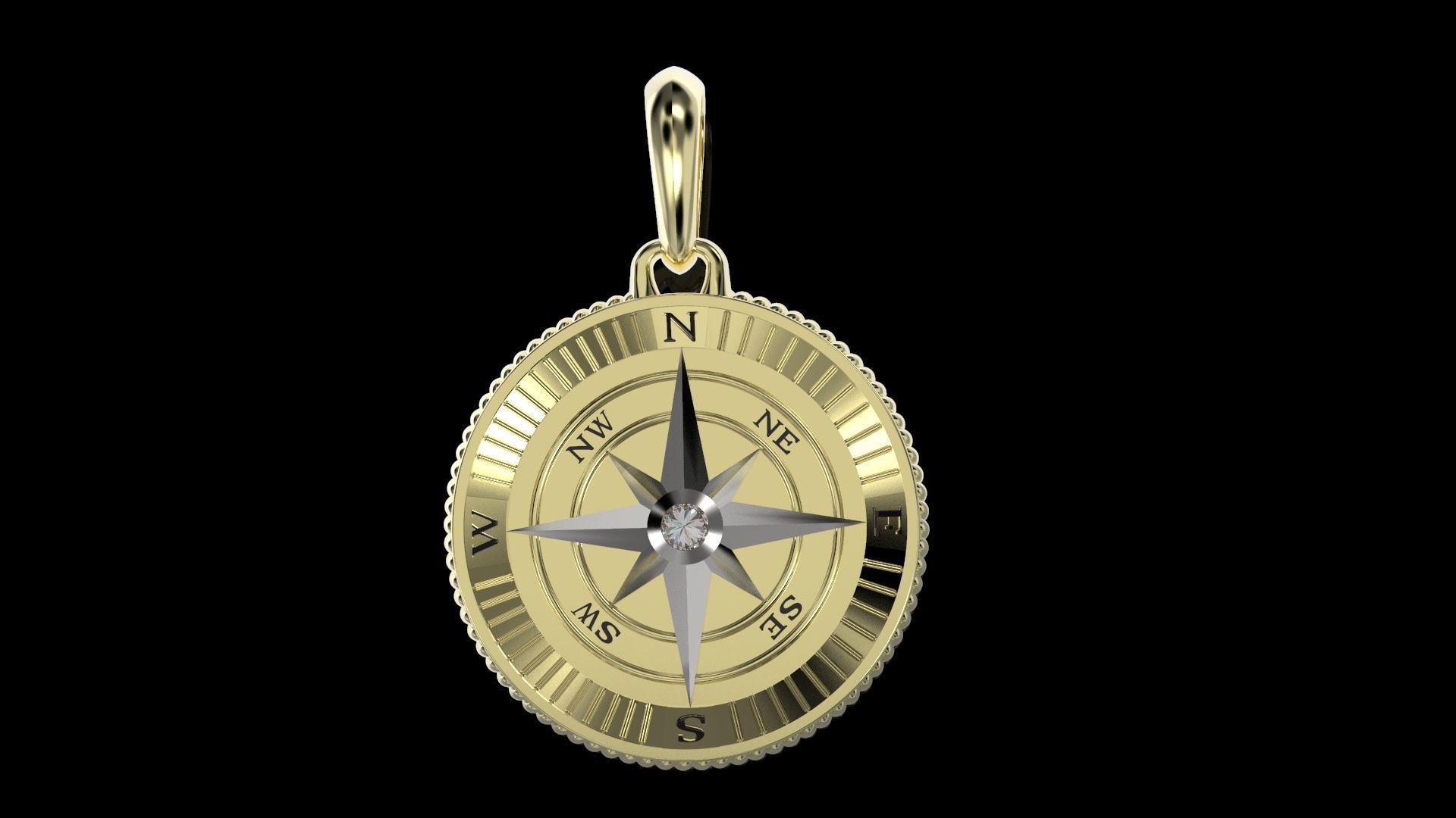 Maritime Nautical Star Compass Pendant 2 Sizes 3D print model_6