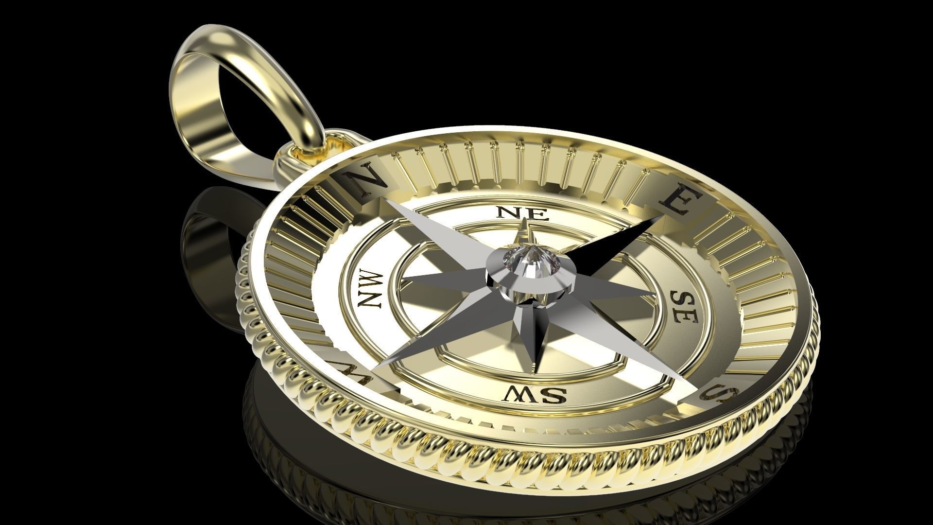 Maritime Nautical Star Compass Pendant 2 Sizes 3D print model_3