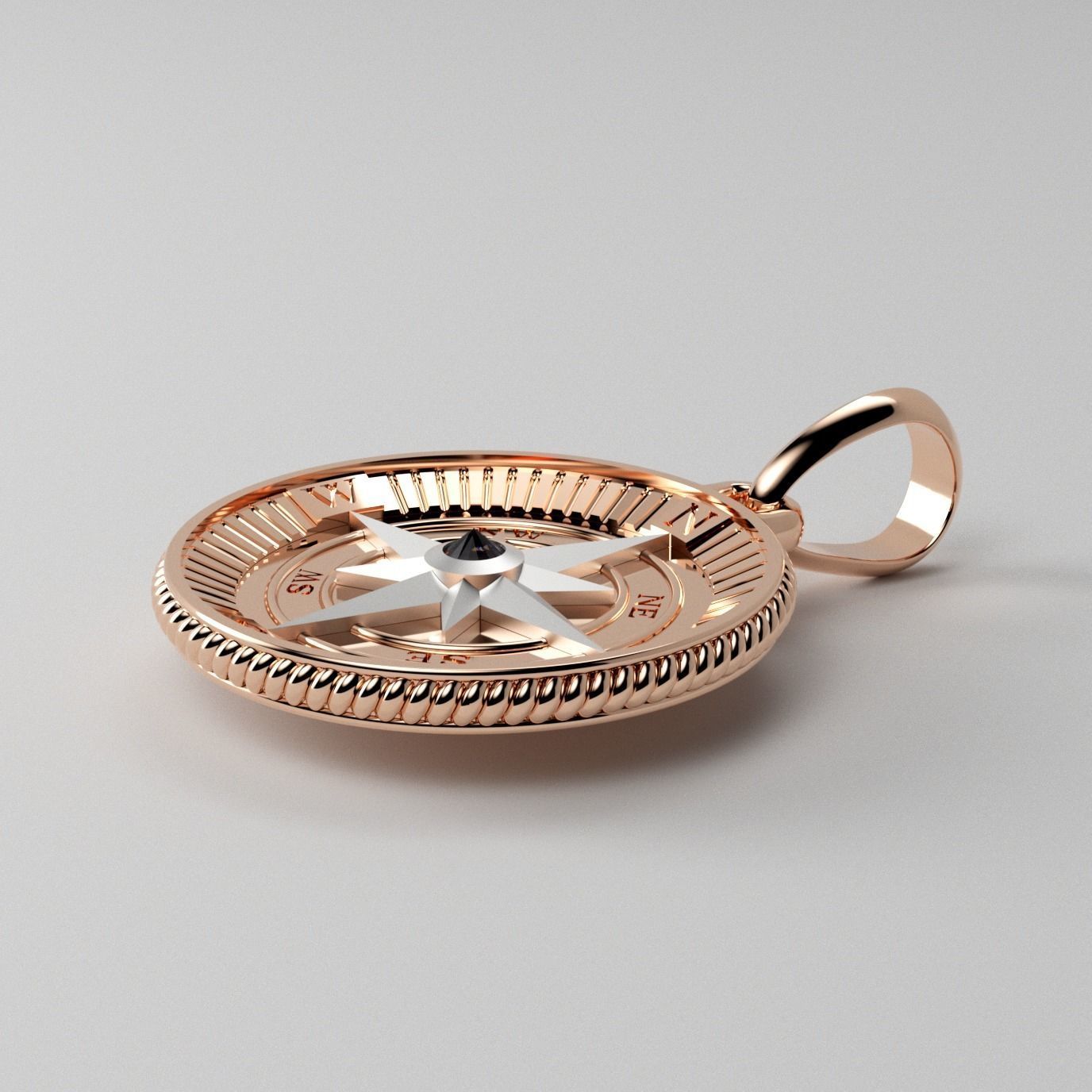 Maritime Nautical Star Compass Pendant 2 Sizes 3D print model_1