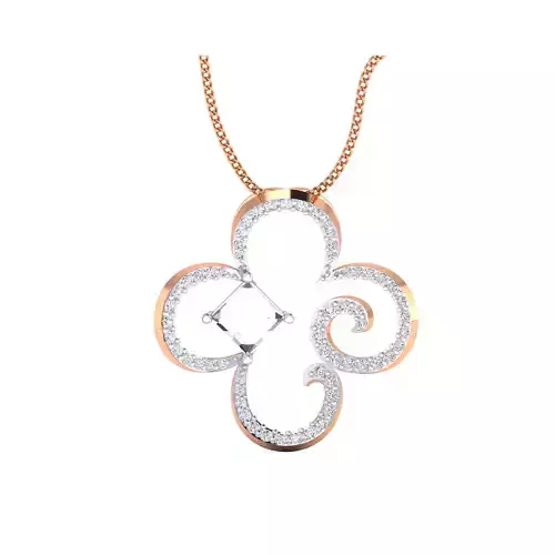 pendant-1032 rose gold pendant with diamonds 3D print model