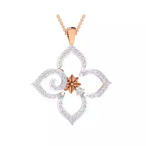 pendant-1030 flower pendant with diamonds in gold 3D print model