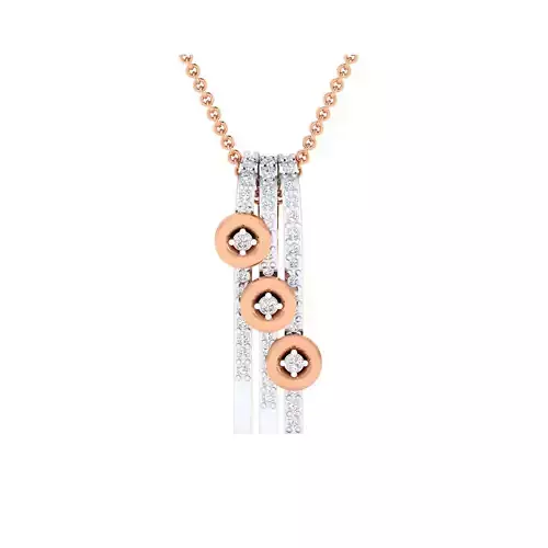 pendant-1029 pendant with three diamonds in rose gold and gold 3D print model