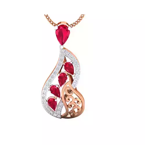 pendant-1021 ruby and diamond pendant in rose gold