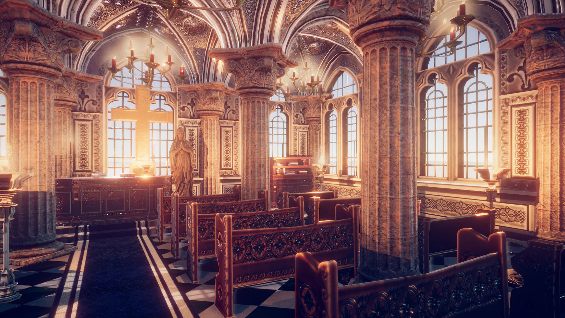 Church 2 with cross Low-poly 3D model_5