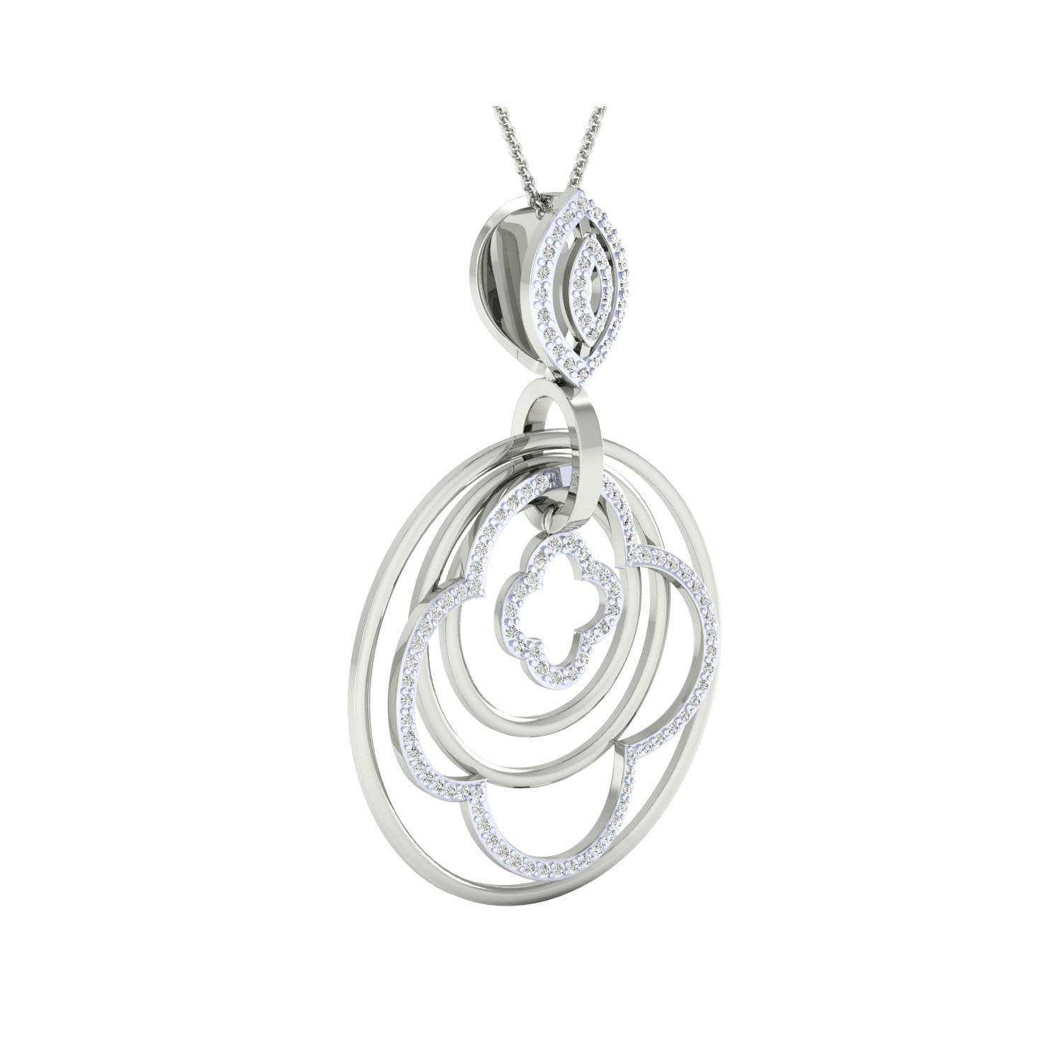 pendant-1017 rose gold dangle earrings with diamonds 3D print model_3