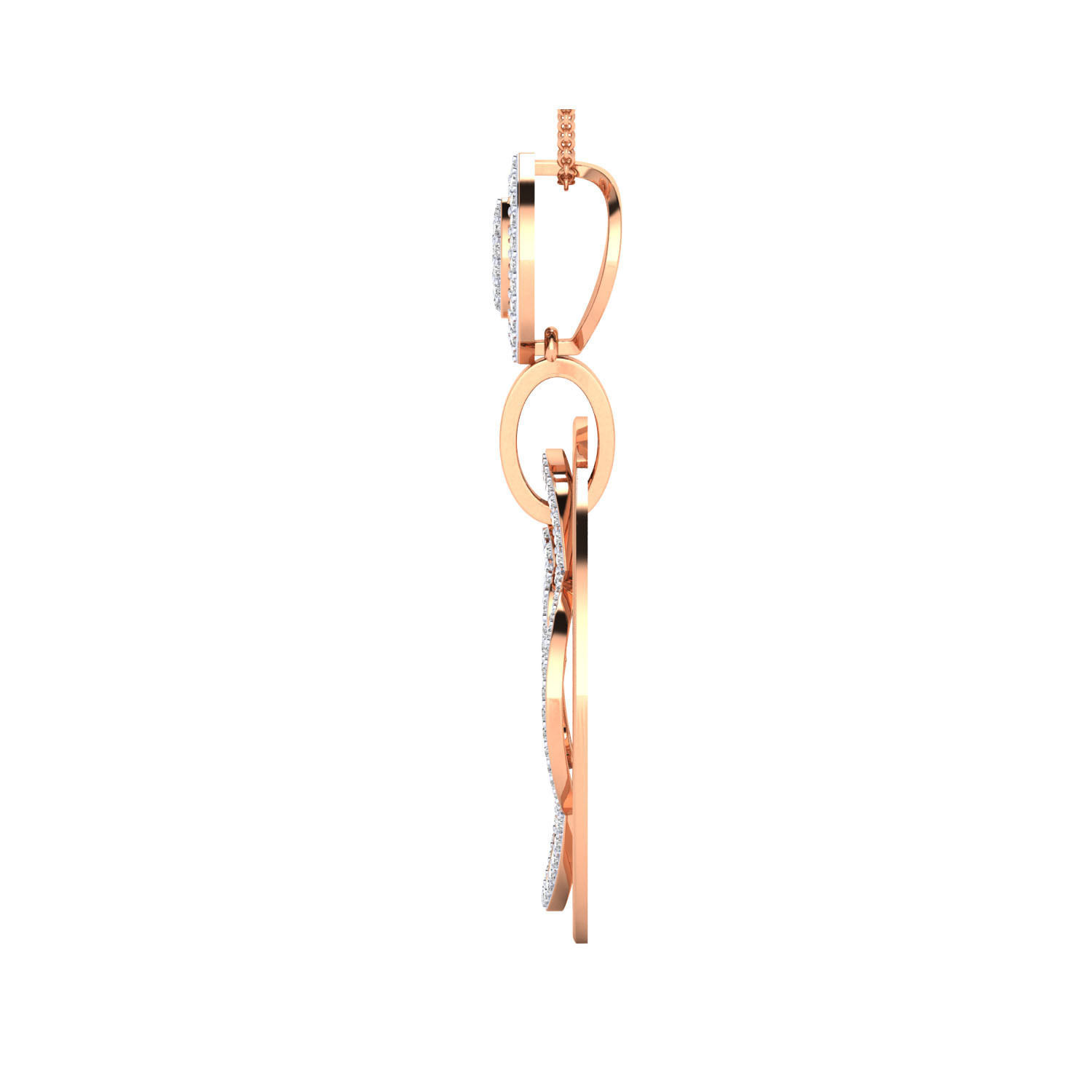 pendant-1017 rose gold dangle earrings with diamonds 3D print model_2