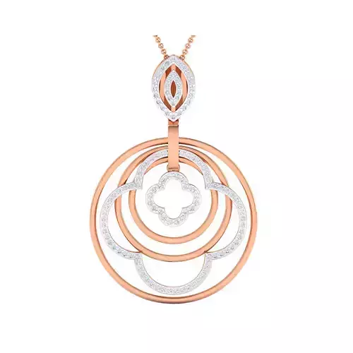 pendant-1017 rose gold dangle earrings with diamonds 3D print model