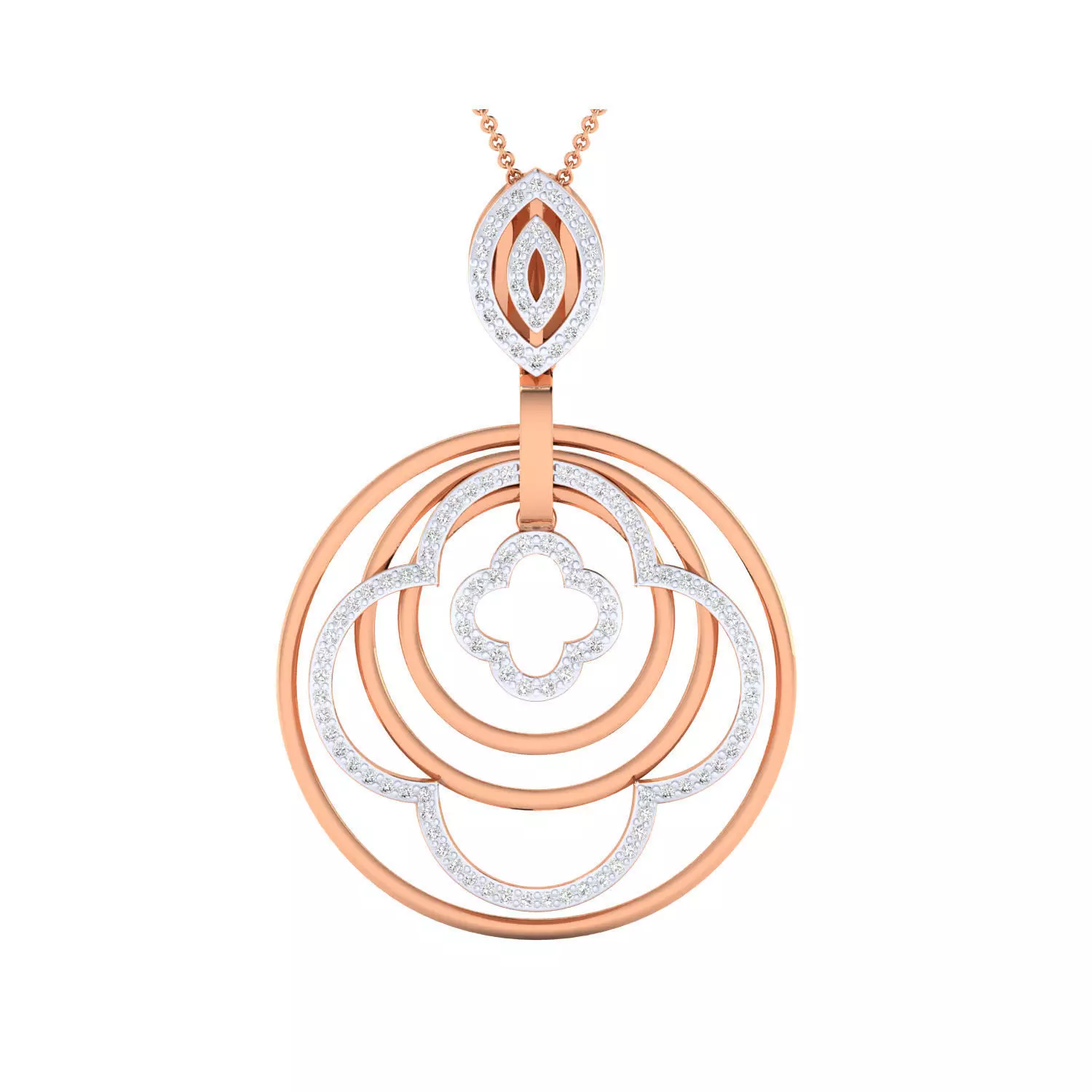 pendant-1017 rose gold dangle earrings with diamonds 3D print model_0