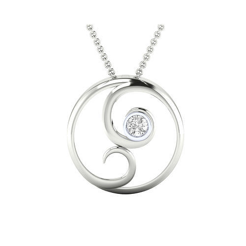 pendant-1014 rose gold ring with diamond in middle 3D print model