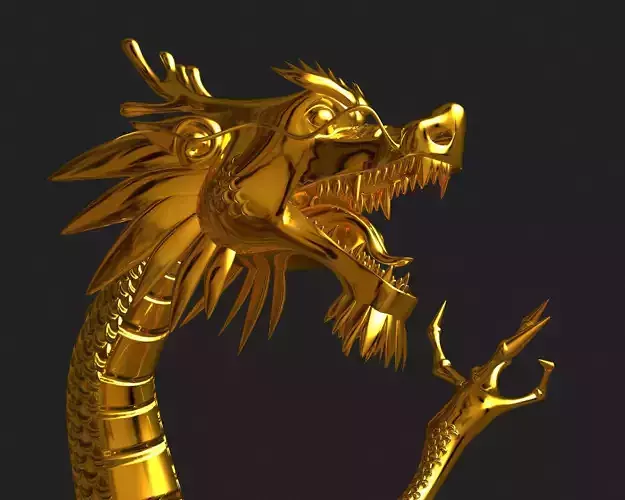 Chinese Gold Dragon Low-poly