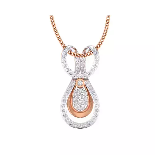 pendant-1006 rose gold pendant with diamonds 3D print model