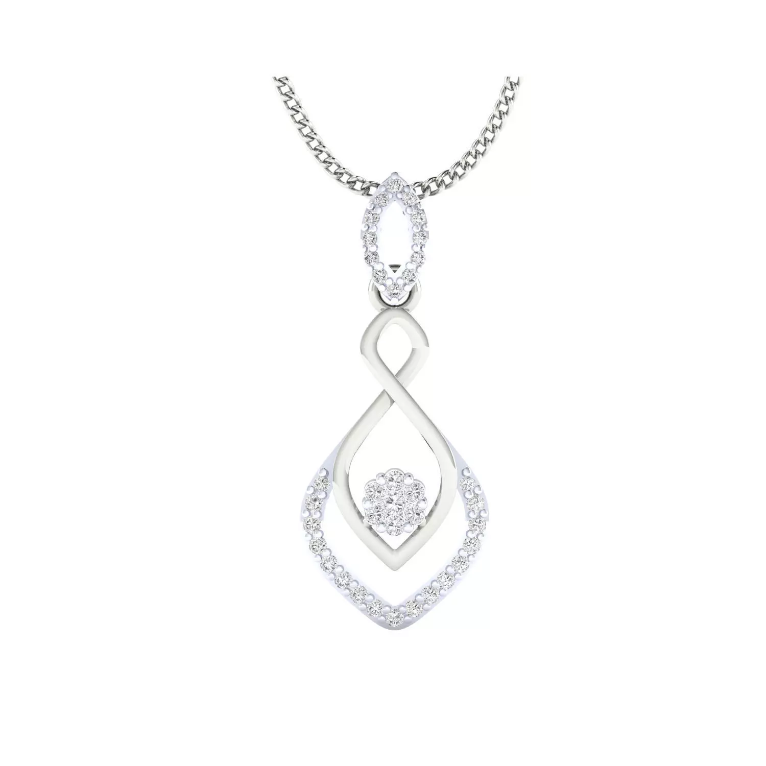 pendant-1004 rose gold pendant with diamonds 3D print model_0