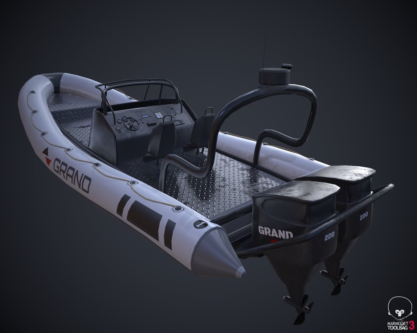 Grand Dinghy Boat Low-poly 3D model_2