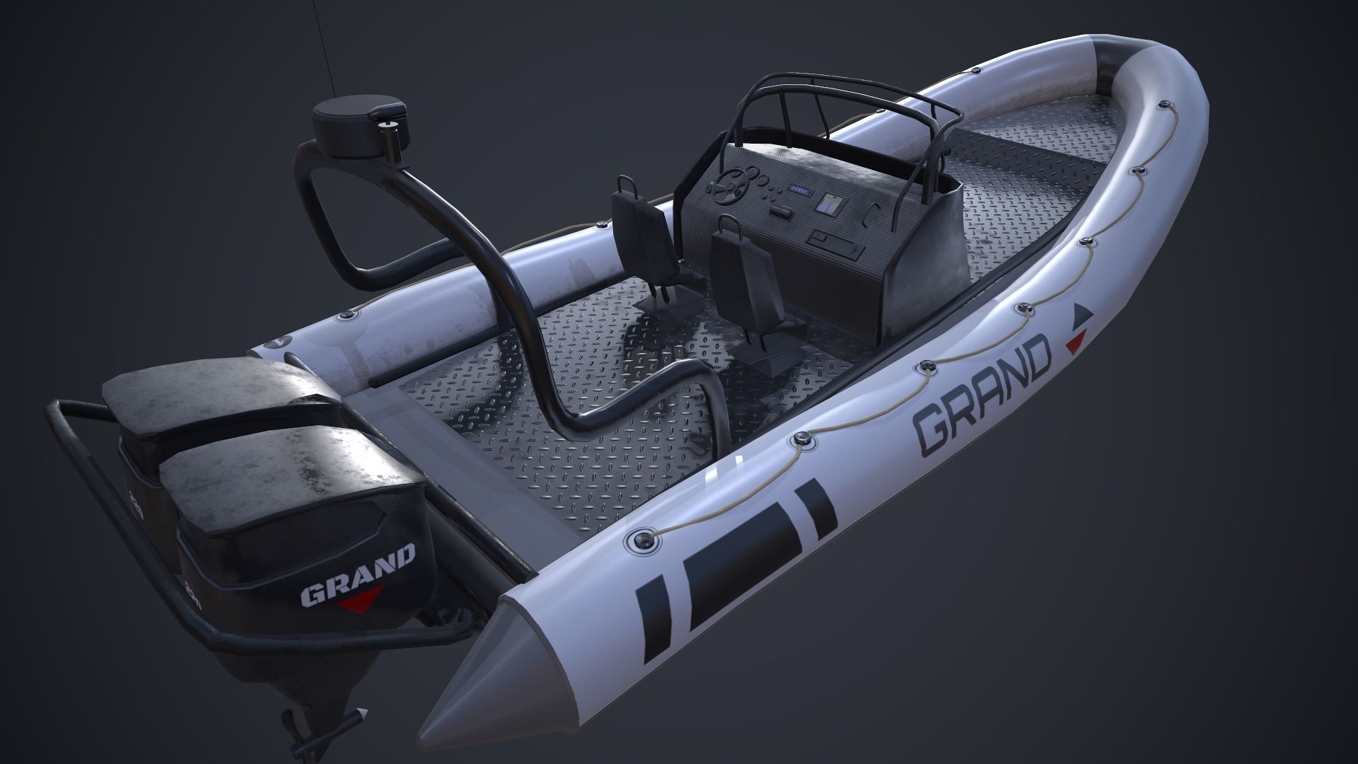Grand Dinghy Boat Low-poly 3D model_3