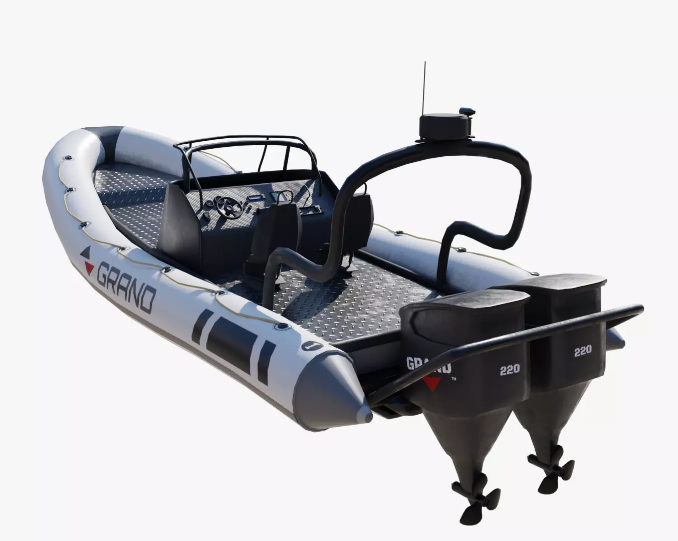 Grand Dinghy Boat Low-poly 3D model_0