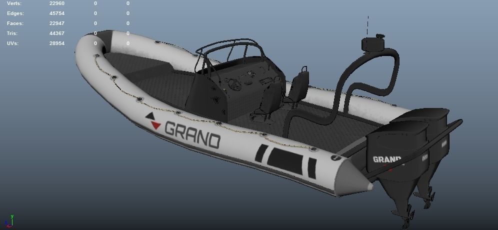 Grand Dinghy Boat Low-poly 3D model_21