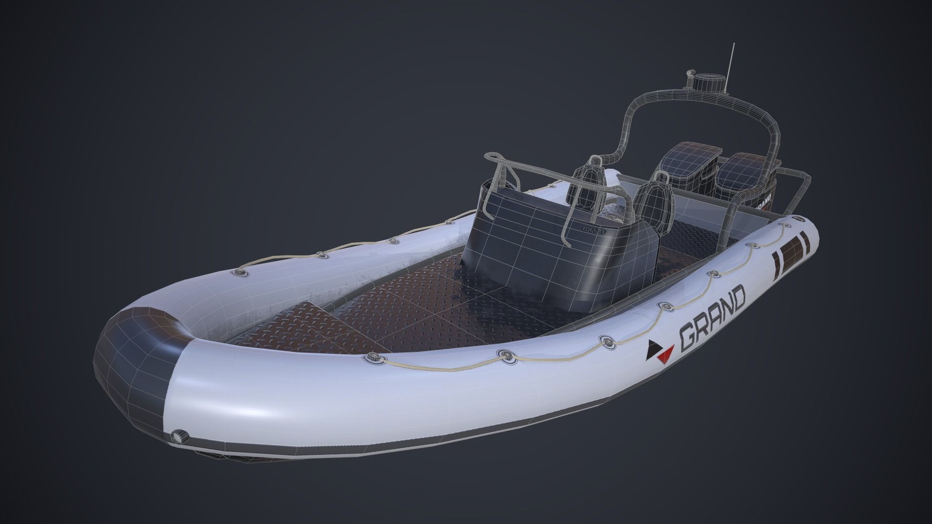 Grand Dinghy Boat Low-poly 3D model_17