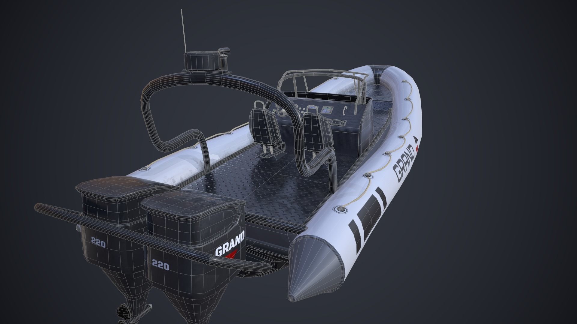 Grand Dinghy Boat Low-poly 3D model_16