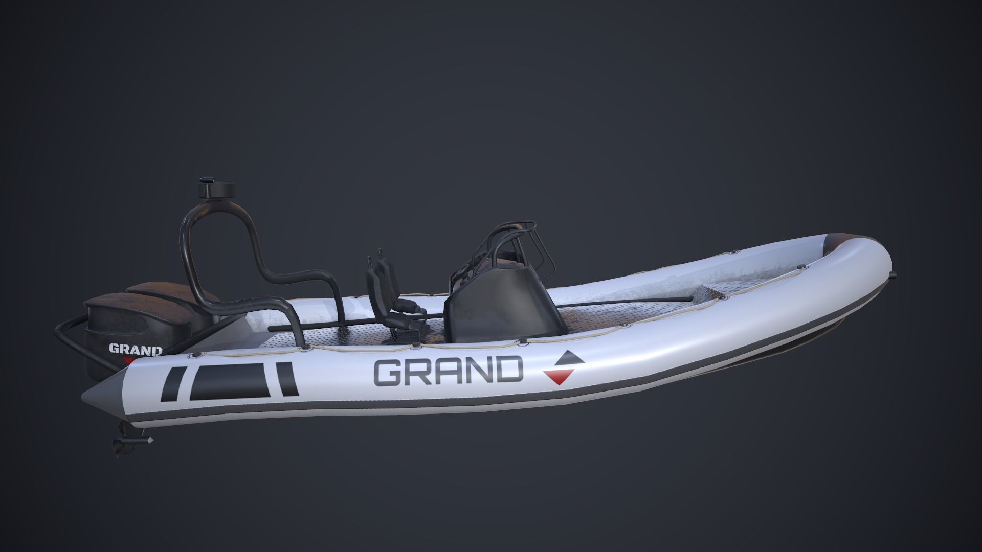 Grand Dinghy Boat Low-poly 3D model_5
