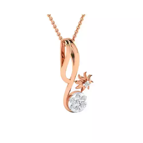 pendant-1002 rose gold pendant with diamonds 3D print model