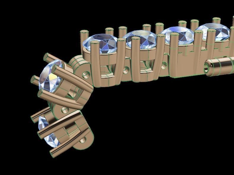 Diamond Tennis Bracelet 3MM Link 3D print model_1