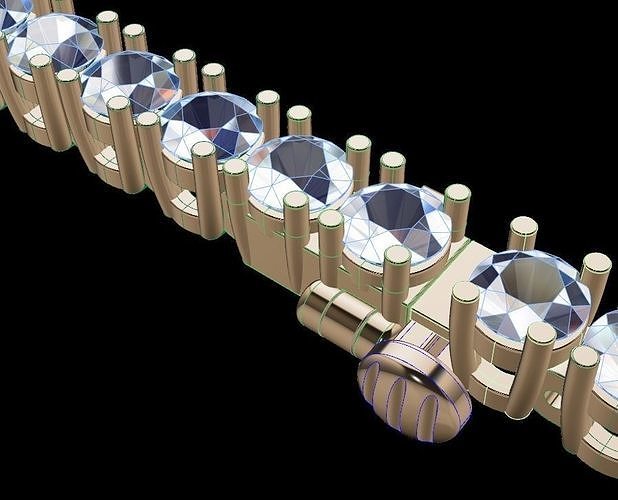 Diamond Tennis Bracelet 3MM Link 3D print model