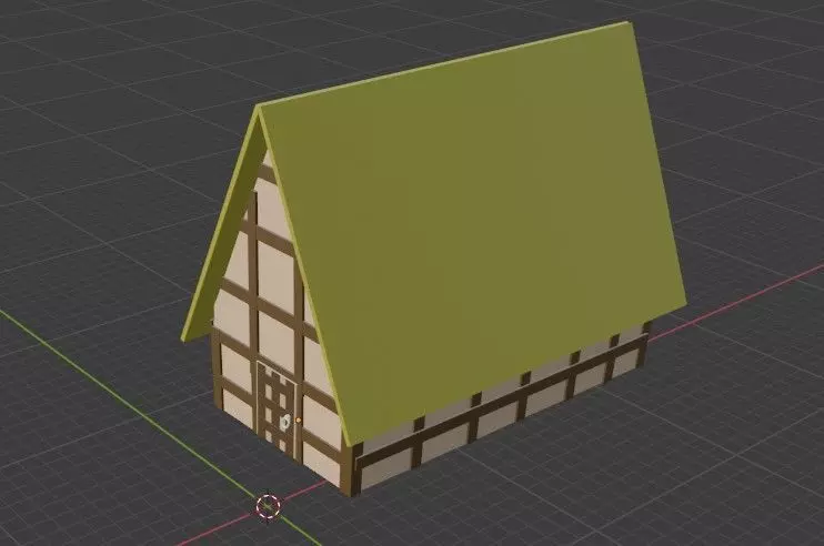 Low Poly House with roof Free low-poly 3D model_0