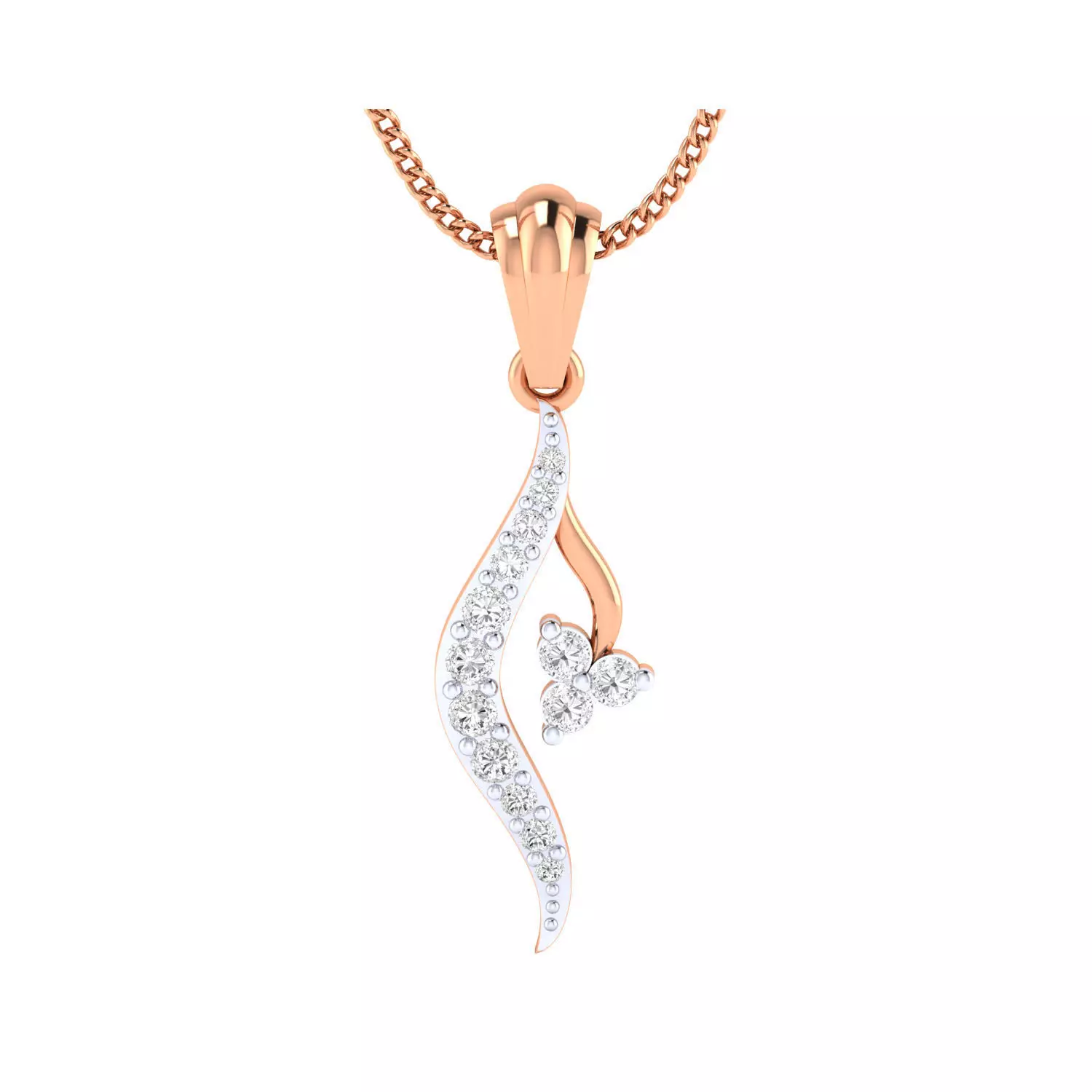 pendant-1054 rose gold pendant with diamonds 3D print model
