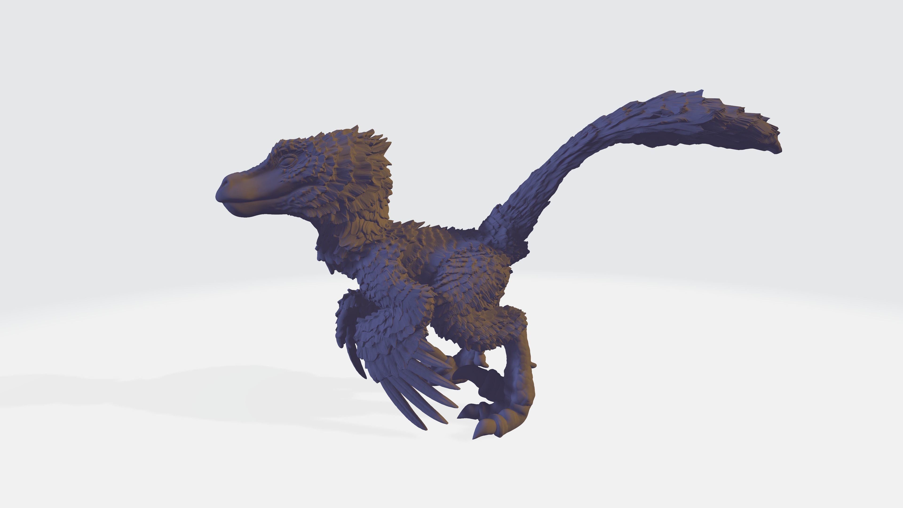 Chibi feathered velociraptor STL for printing 3D model_14