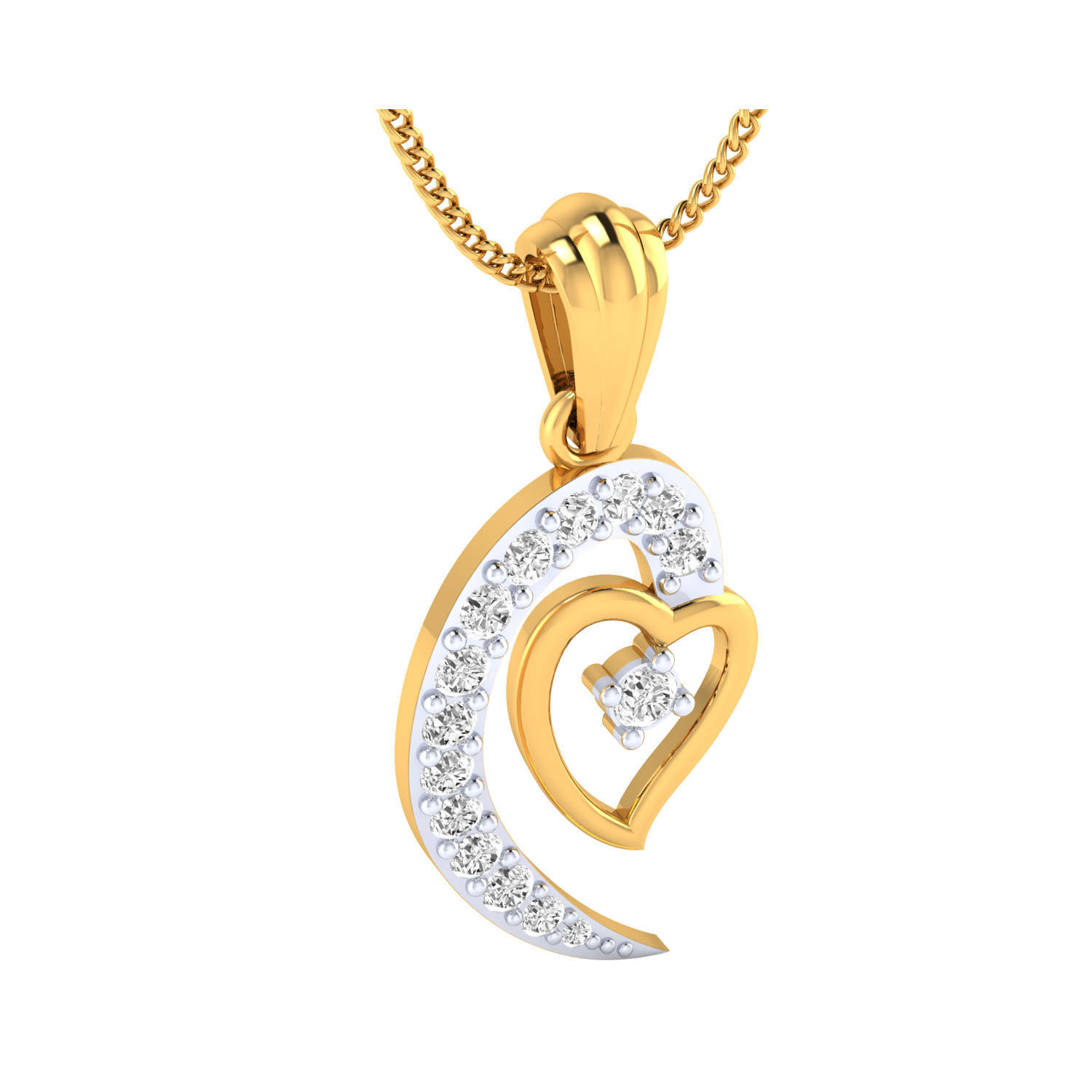 pendant-1052 diamond pendant in rose gold 3D print model_4