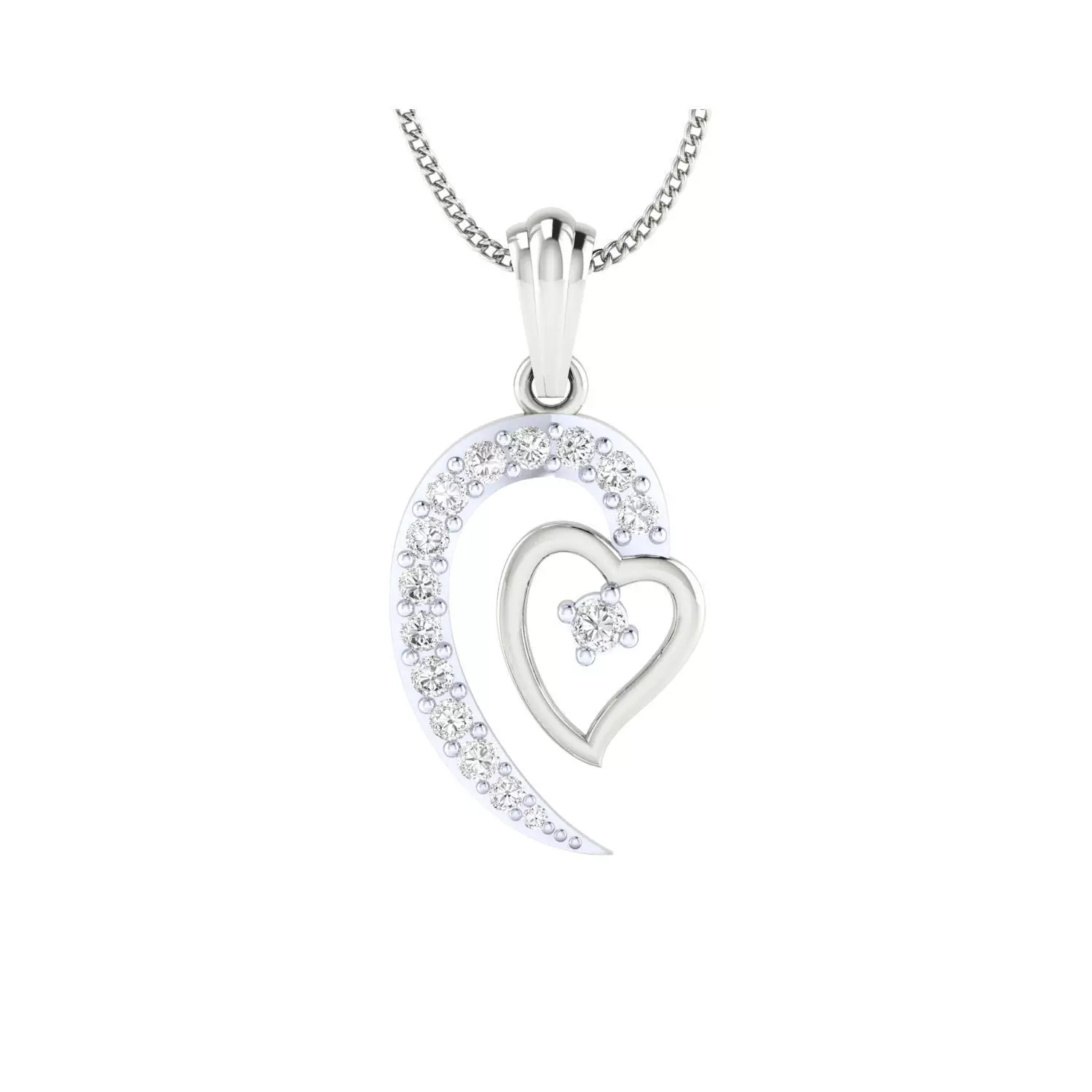 pendant-1052 diamond pendant in rose gold 3D print model_0