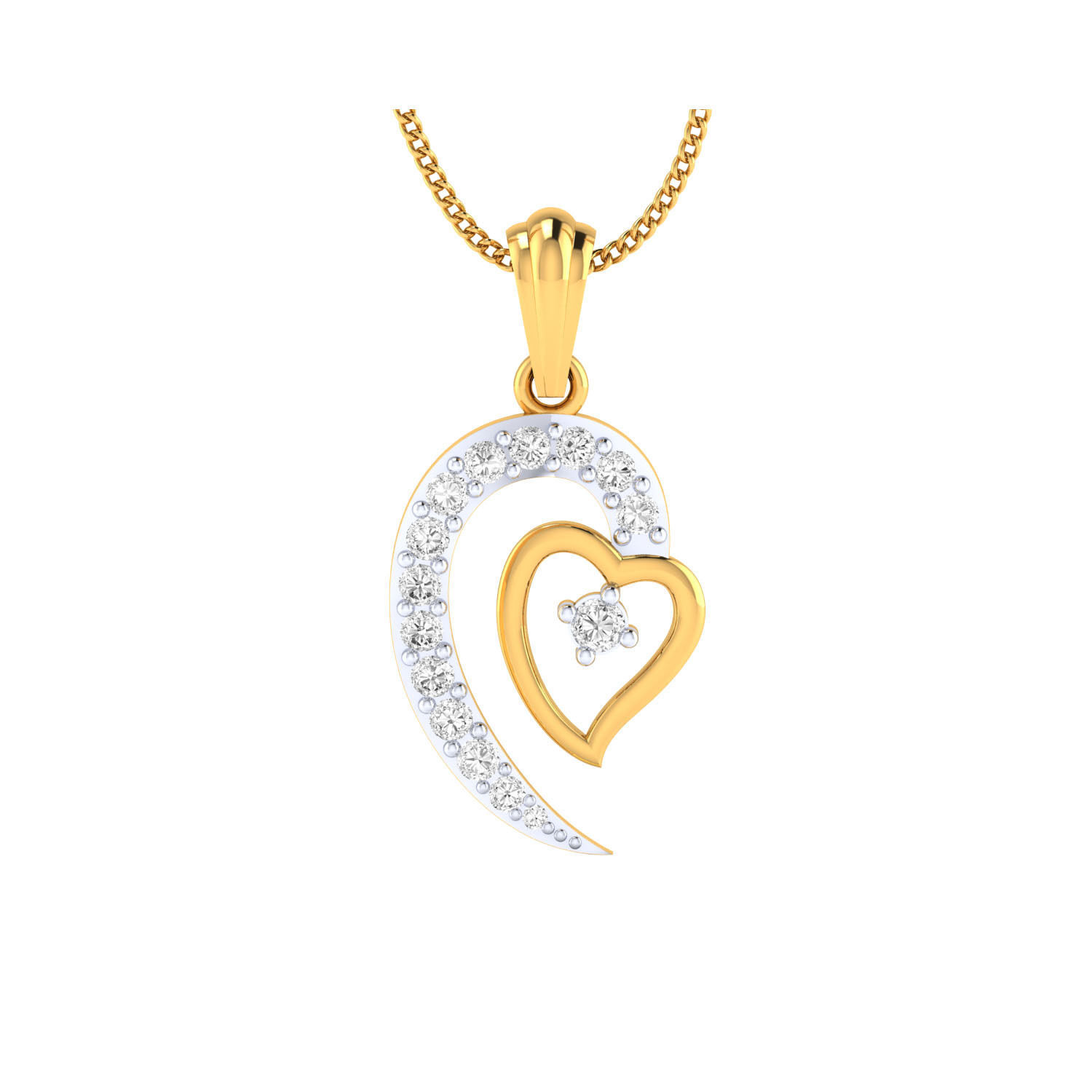 pendant-1052 diamond pendant in rose gold 3D print model_1