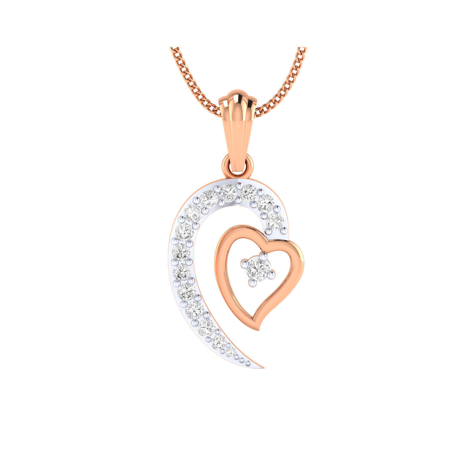 pendant-1052 diamond pendant in rose gold 3D print model_8