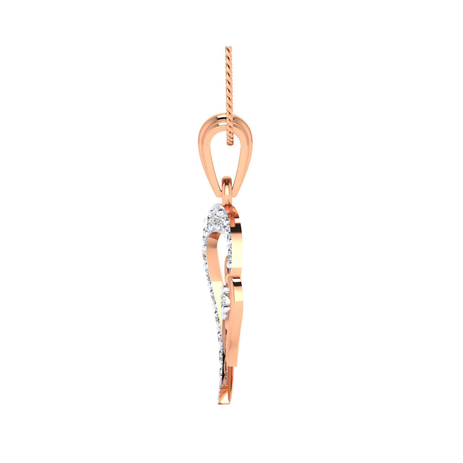 pendant-1052 diamond pendant in rose gold 3D print model_5