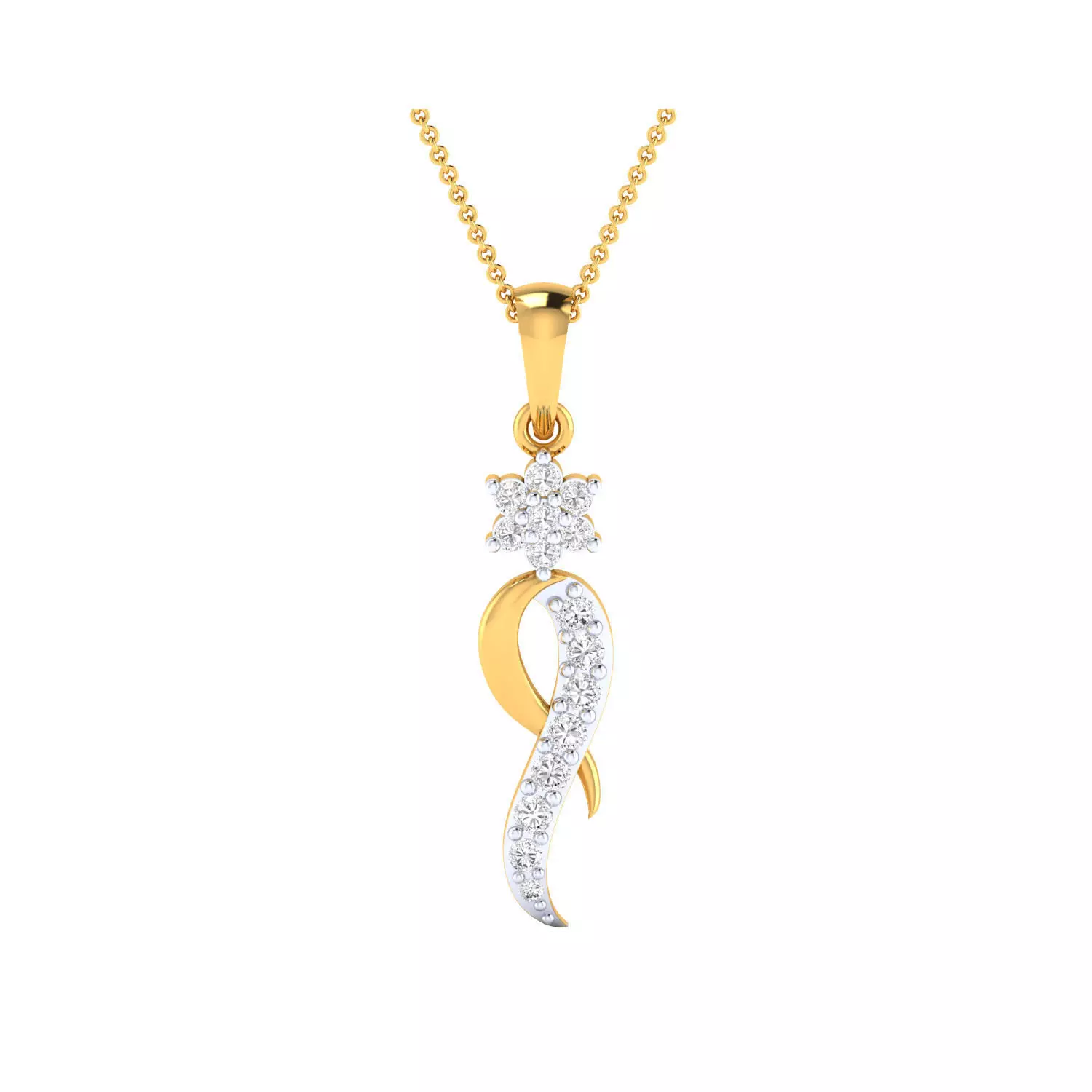 pendant-1051 rose gold pendant with diamonds 3D print model