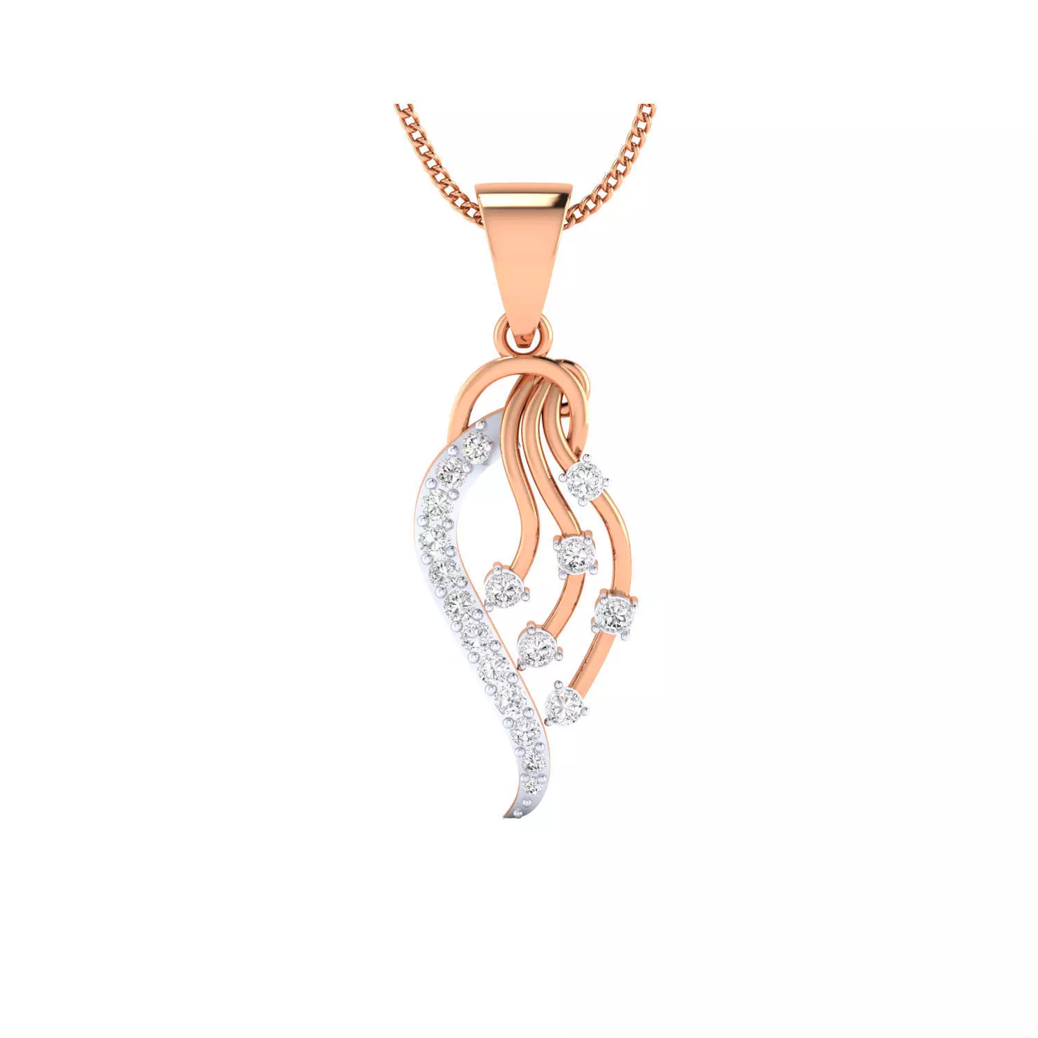 pendant-1050 rose gold dangle pendant with diamonds 3D print model
