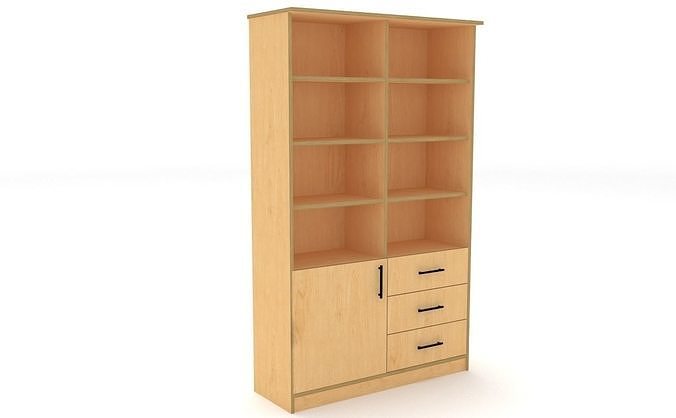 bookshelf 2 cover drawer3 Low-poly 3D model