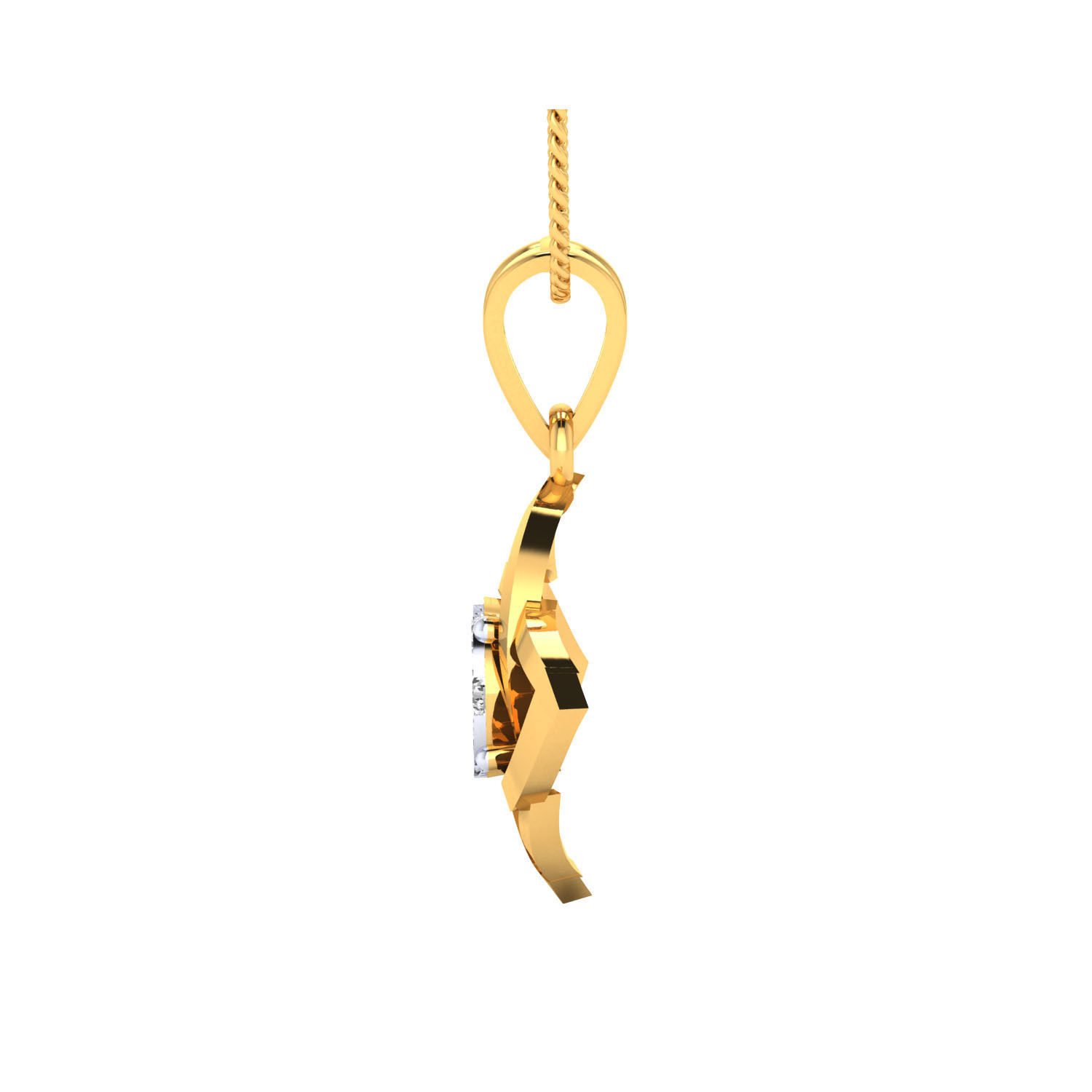 pendant-1041 rose gold pendant with diamond 3D print model_7