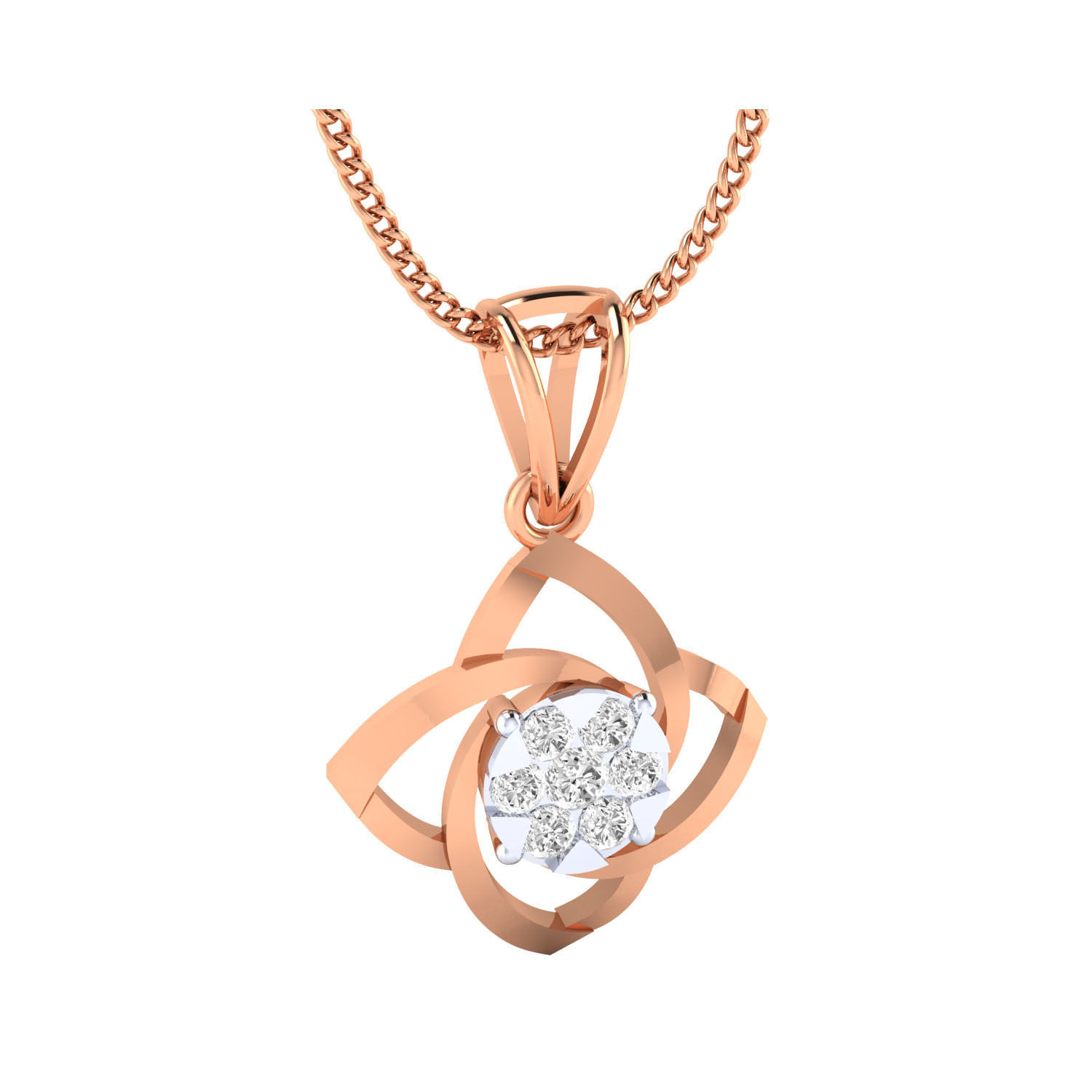 pendant-1041 rose gold pendant with diamond 3D print model_2